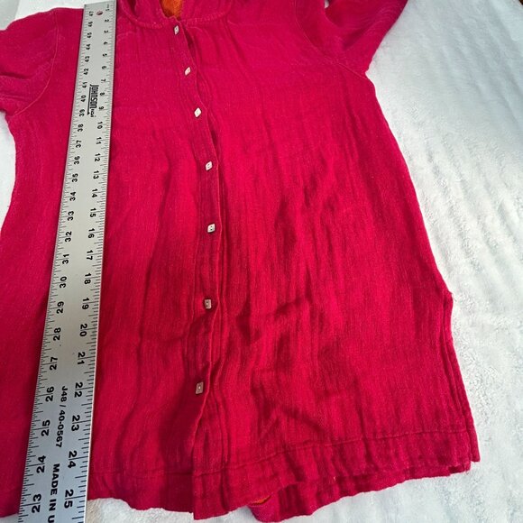 Chico's Womens Pink Orange Linen Cotton Hooded Button-Up Jacket Size 0 Casual - Picture 7 of 7